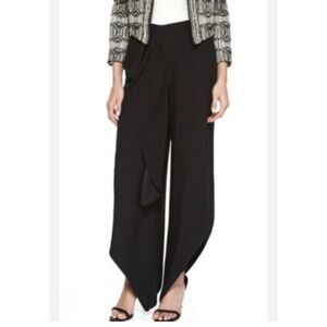 Haute Hippie Black Drape Front Asymmetrical Crepe Pants Women's 6 Comfy EUC